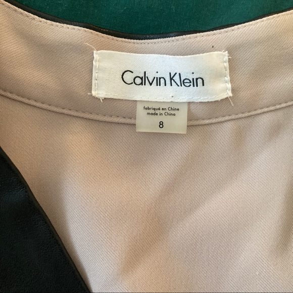 CALVIN KLEIN beige and black v-neck dress - Picture 4 of 6